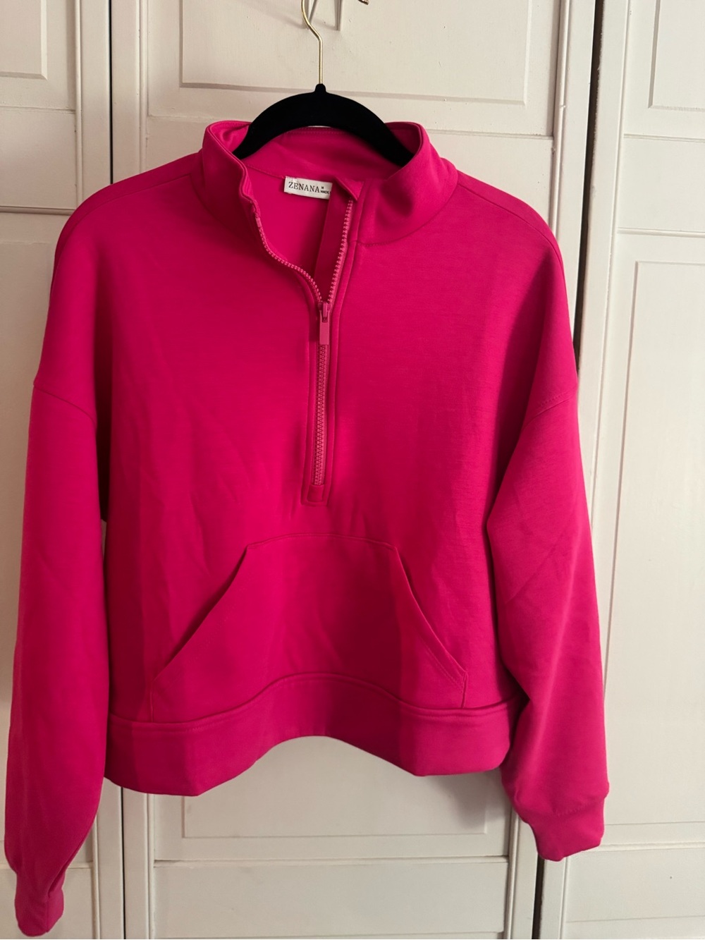 Zemana Bright Pink Half-Scuba Zip Pullover Sweatshirt
